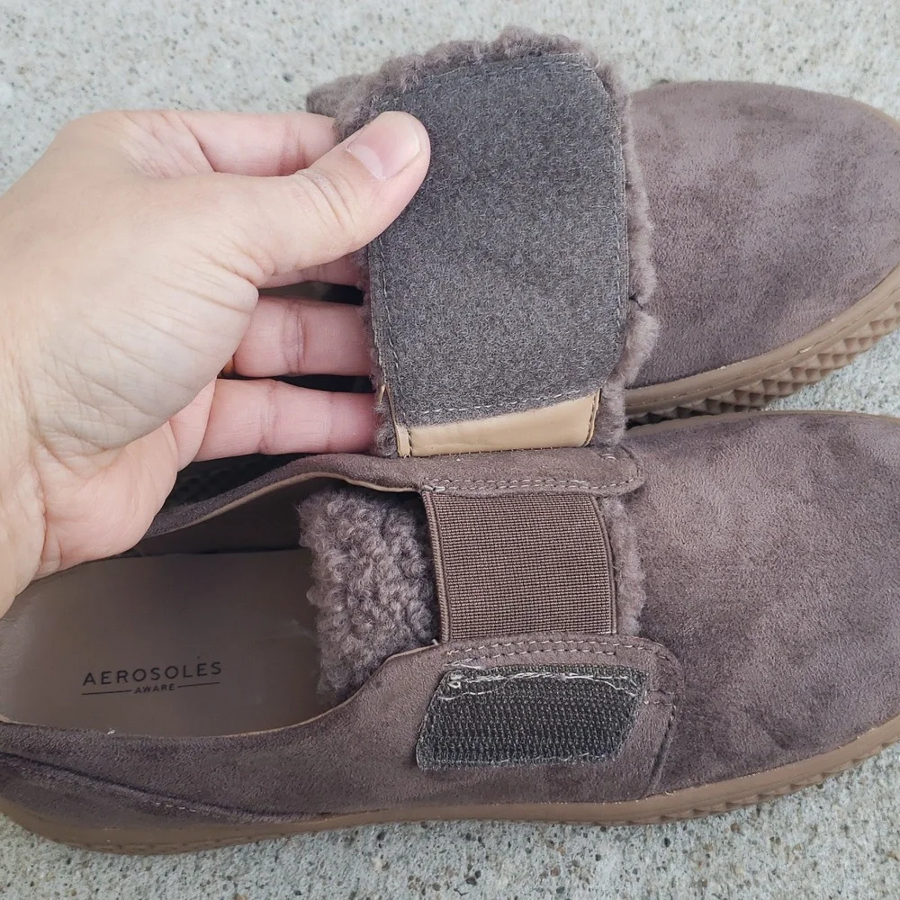Aerosoles Wave Ebbie Sherpa Low Top Ankle Boots Sneaker Medium Taupe Size 7.5